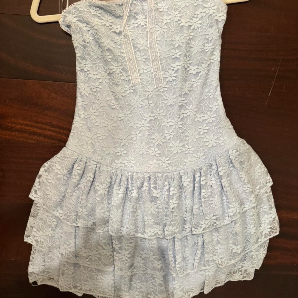 Stella Laguna Beach Light Blue Lace Mini Dress